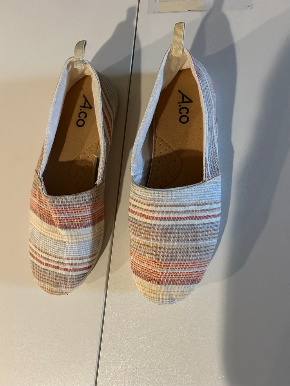 Women's Slip-On Stripe Canvas Sneakers in Cream & Orange